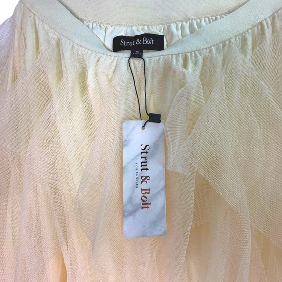 Strut & Bolt Cream Tiered Tulle Maxi Skirt Ruffle Mesh NWT Fairycore Size Small - Picture 9 of 14